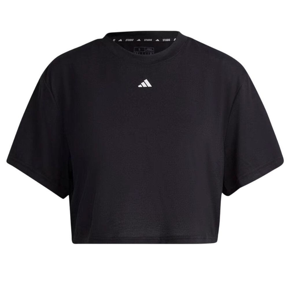 Adidas Studio cropped oversized shirt, small, Short sleeve Adidas T-Shirt Black
